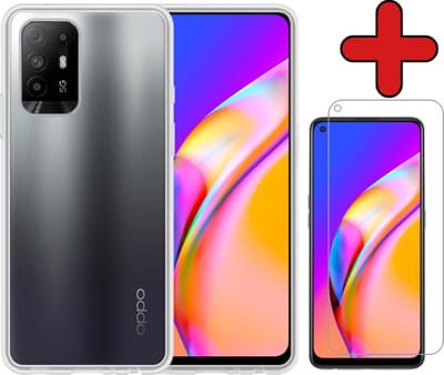 Hoesje - Met Screenprotector - Geschikt voor OPPO A94 5G - Sterk & Shockproof - Telefoon Hoes - Back Cover - Siliconen Case - Telefoonhoes - Transparant