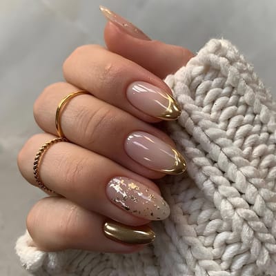 Dailygoods- Nepnagels 24 Stuks - Gold French Tip - Plaknagels - Kunstnagels - Zelfklevende Nagels - Elegante Look - Eenvoudig in Gebruik