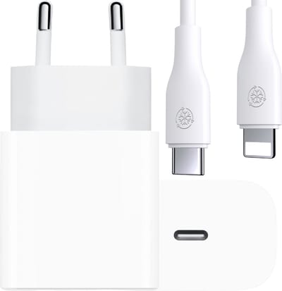 Oplaadstekker geschikt voor iPhone 14/13/12/11/X + Lightning naar usb-C kabel - Snellader - 2 meter - Wit