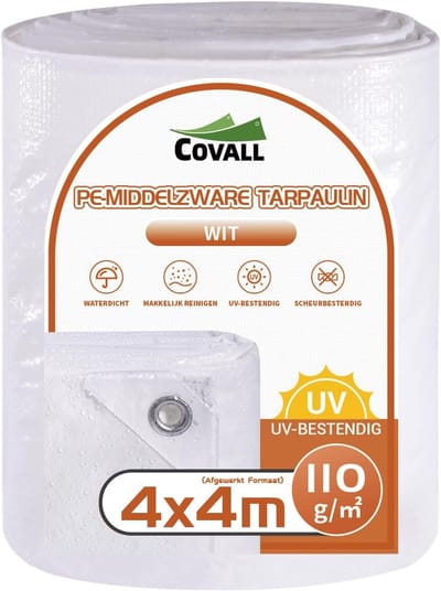 Waterdicht Zeil - Beschermhoes - Tuin en Caravan - Versterkte Metalen Oogjes - 4 x 4 Meter - Grijs