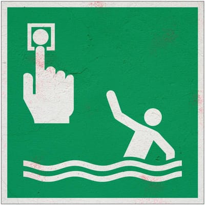 Noodmelder persoon overboord bord – E069 | Forex Re materiaal | 10 x 10 cm