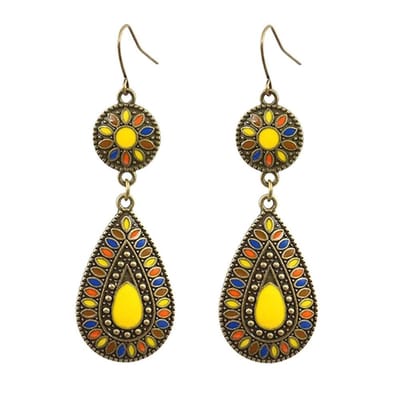 Fako Bijoux® - Oorbellen - Bohemian - Druppel Retro - Geel