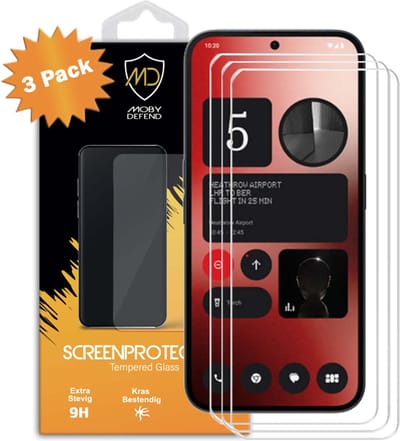 3-Pack MobyDefend Screenprotectors - Geschikt voor Nothing Phone (2a) / Nothing Phone (2a) Plus - Case-Friendly Screensavers - Gehard Glas