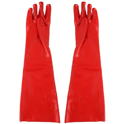 Gants longs anti-chimiques PVC Résistants aux acides, aux alcalis, à l'huile, Protège-mains contre le froid pour l'industrie, le laboratoire red