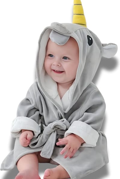 BoefieBoef Eenhoorn Bamboe Baby Badjas 0-2 Jaar (85 cm lang max) – Luxe, Superzacht & Hypoallergeen – Eco Kinderbadjas met Dieren Capuchon – Absorberende Peuter Handdoek Jongen & Meisje – Cadeau Zwemles, Carnaval, Verjaardagen of Kraam - Unicorn
