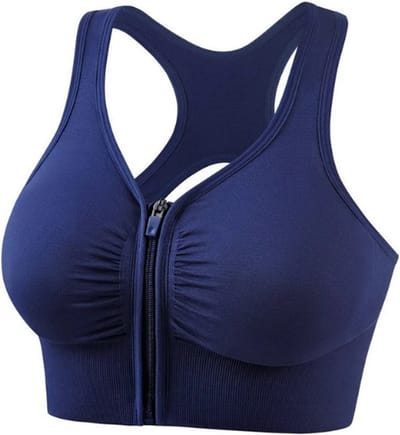 Sportbeha met voorsluiting - Blauw - Extra Large - Let op! Valt klein, bestel minimaal een maat groter.