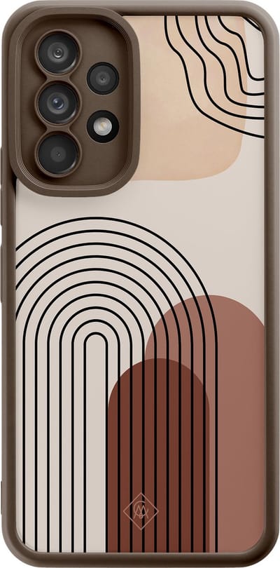Casimoda® hoesje - Geschikt voor Samsung Galaxy A53 - Warm Curves - Zwart TPU Backcover - Geometrisch patroon - Bruin/beige