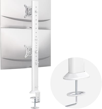 SnelShoppen - Dubbele Monitor Scharnierende Bureaumontagearmstandaard voor 2x 13-34 Inch Computermonitoren met C-klem - Wit