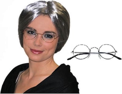 Funny Fashion - Oma Sarah verkleed set pruik en bril - 50 jaar pop