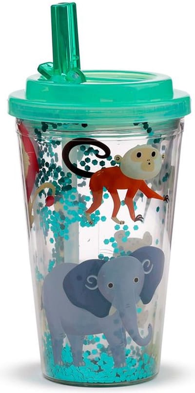 Beker - Zooniverse - Wilde Dieren Cartoon - Breukbestendig/Dubbelwandig - Poptop Cover - Ecozen - 500ml