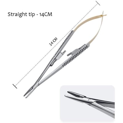 1 Stuks Tandheelkundige Orthodontische Implantaat Castroviejo Naaldhouder 14 16Cm Rechte Gebogen Kop Tandheelkunde Chirurgische Tang Forcep