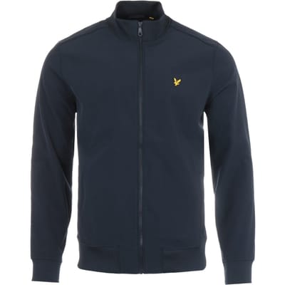 Lyle & Scott softshell jack met ritssluiting en trechterhals - donkerblauw
