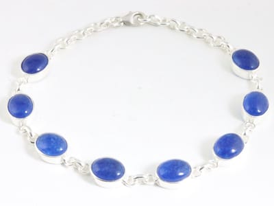 Hoogglans zilveren armband met blauwe aventurijn
