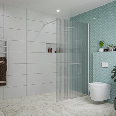 FugaFlow Eccelente Vetro inloopdouche badkamer - 110x200cm - ribbelglas - wandarm - mat wit