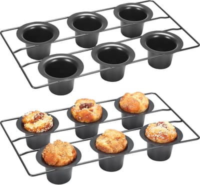 Set van 2 Bakvormen voor 6 Muffins of Popovers - Antiaanbaklaag