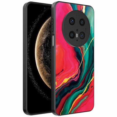 Geschikt voor Huawei Mate 70 Telefoonhoesje met Rood Groen Marmer Opdruk - TPU Backcover Case Red Green Marble Design - Smartphonica geschikt voor Huawei Mate 70