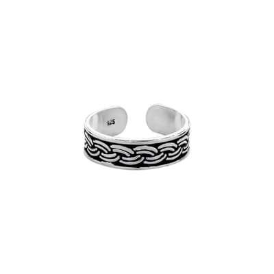 Zilveren teenring - vlechtwerk - 925 zilver - nikkelvrij - hypoallergeen