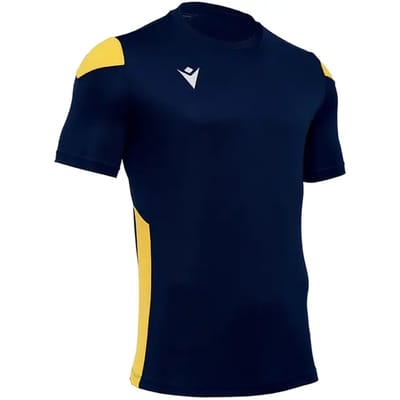 Macron Polis Shirt Korte Mouw Heren - Marine / Geel | Maat: L