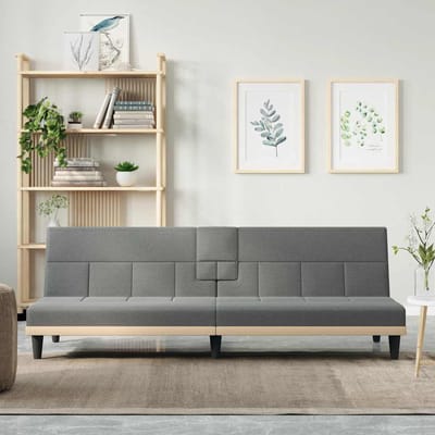 vidaXL - Slaapbank - met - bekerhouders - stof - donkergrijs