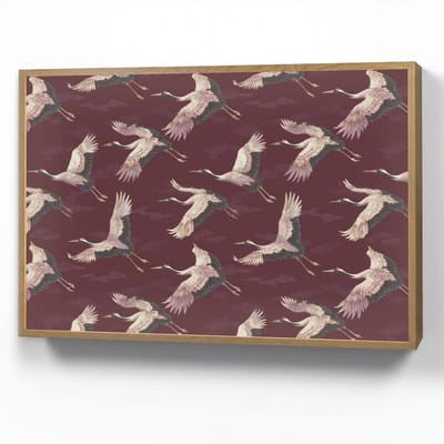 Wandlamp 90x60 cm - Oplaadbaar - Kraanvogels - Klassiek - Bordeaux - Wandlampen binnen woonkamer - Slaapkamer lamp - Decoratieve nachtlamp - Vloerlamp draadloos