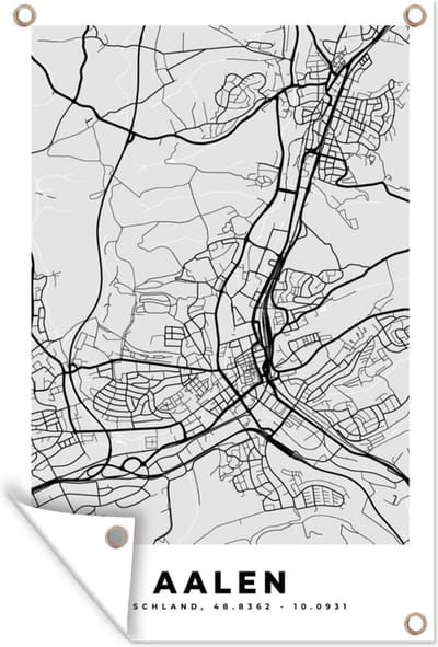 Muurdecoratie Aalen - Kaart - Stadskaart - Plattegrond - Duitsland - 120x180 cm - Tuinposter - Tuindoek