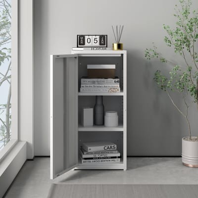 Metalen kast Burlöv 88x40x35 cm wit [en.casa]