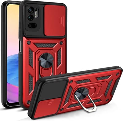 Coverup Hoesje - Geschikt voor Xiaomi Redmi Note 10 5G Hoesje - Coverup Ring Kickstand Back Cover - Rood