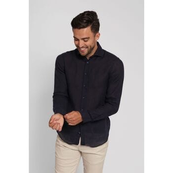 Suitable Overhemd Linnen Donkerblauw (navy) - Maat 38 - Heren - Casual Shirt