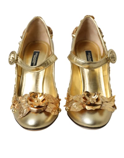 Gouden Mary Jane Pumps Hoge Hakkenstijl