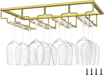 Hangende Wijnglashouder in Goud - Stijlvol Stemware Rek voor Huis en Professioneel Gebruik