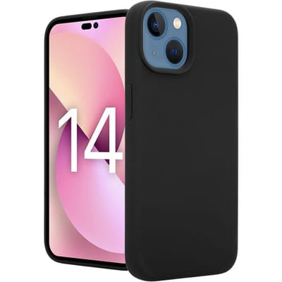Coverzs telefoonhoesje geschikt voor Luxe Liquid Silicone case iPhone 14 Plus (zwart) - optimale bescherming - siliconen hoesje - zwart