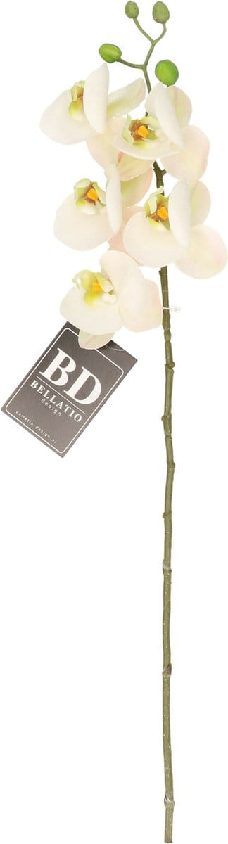 Bellatio Design Kunstbloem Orchidee Bora - wit - 58 cm - losse steel - kunst zijdebloemen - Phalaenopsis