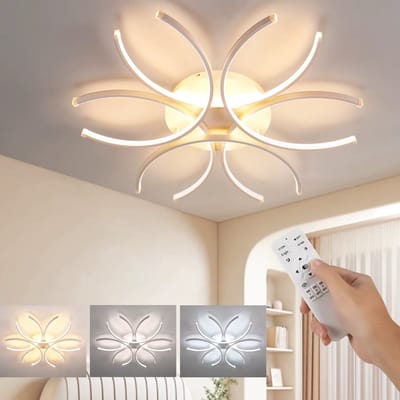 Curve Plafondlamp - Plafoniere - Dimbaar Met Afstandsbediening - Wit - 78 cm - Moderne Woonkamerlamp - LED Kroonluchter - Plafoniere