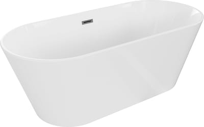 Mexen Flavia vrijstaande badkuip 170 x 75 , wit, overloop gun gray geborsteld - 54031708000-66