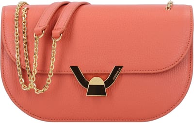 COCCINELLE Leren Schoudertas Dew Handbag Grained Leather Grenadine Red Lichtrood