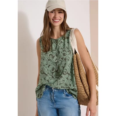 Blouse met split in de hals en print