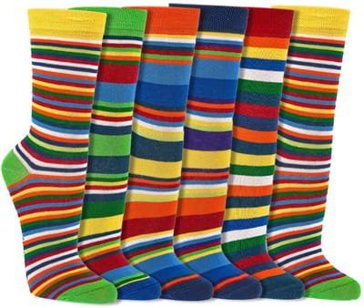 Kindersokken | Vrolijke sokken | Patroon: Gestreept | Kleur: Meerkleurig | Maat: Diverse maten | 6 paar