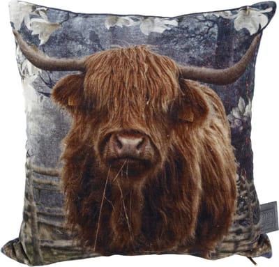 PTMD Bizon rechthoekig kussen - 60 x 10 x 40 cm - katoen fluweel dieren Bison