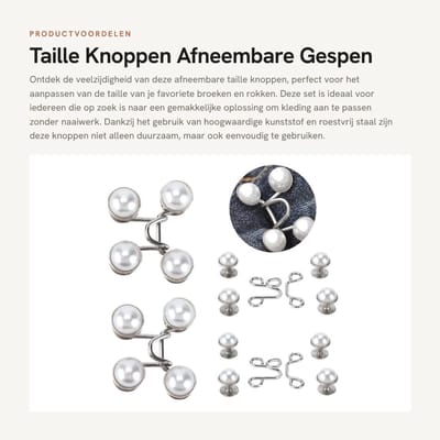 Dailygoods- Broekschoenen - 16 Stuks Knopspelden - Verstelbare Taille Reducer - Huishouden - Kunststof/Roestvrij Staal - Herbruikbaar - Tailleknop
