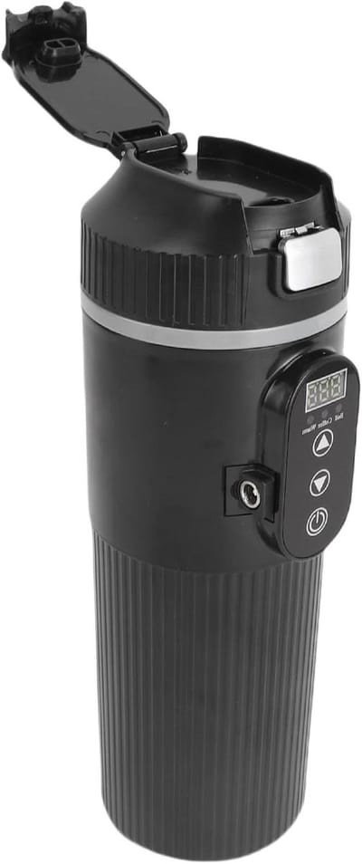 Auto Waterkoker - Reismok Heet Water - Onderweg Drankjes Maken - Real-time Temperatuurmeter - 500 Ml Capaciteit - Zilver