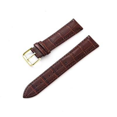 Echt Leder Horlogebandje-Gouden-Gesp-16 mm-Bruin-Croco Print