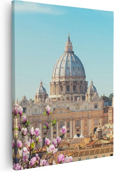 Artaza Canvas Schilderij Sint-Pietersbasiliek - 40x50 cm - Wanddecoratie Skyline - Muurdecoratie Christelijk - Schilderijen Op Canvas Bloesem