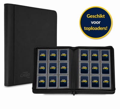 TradingCardPro® Toploader Verzamelmap met Ritssluiting - Geschikt voor Pokemon kaarten – 288 Kaarten – 16 pagina’s – 9 Pocket - Binder – Zwart