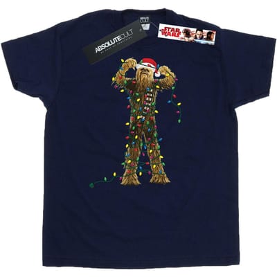 Star Wars Heren Chewbacca Kerstverlichting T-Shirt (Marineblauw)