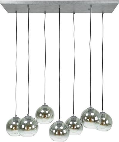 Dimehouse Industriële Hanglamp Juliette 7-lichts Smokey Glass 7-lichts - Zilver - Industrieel