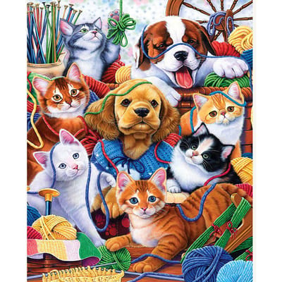 Cross Stitch Kit DIY Diamond Borduren Katten en honden Diamond Painting Mozaïek Home Decor 20X30CM blue