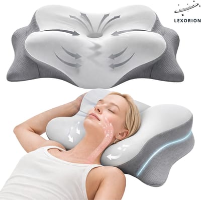 Lexorion Butterfly Flex - Verstelbaar Traagschuim Nekkussen - Ergonomisch Hoofdkussen - Cervicaal Ondersteuningskussen - Voor Zij- en Rugslapers