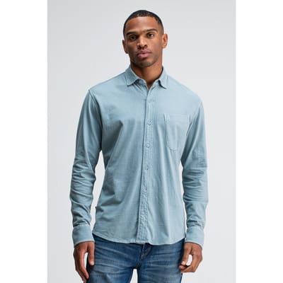 Butcher of Blue Aidan Peached Jersey Shirt Horizon Blue Size: S | Casual Shirts Outlet | Heren | Blauw