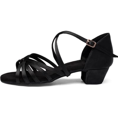 Hoge kwaliteit Latin dansschoenen voor kinderen meisjes volwassen Latin dansschoenen Ballroom Tango Salsa lage hakken 24 black
