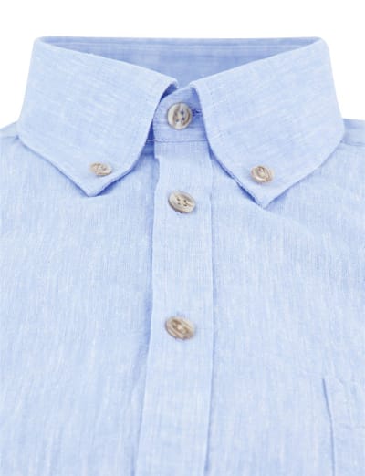Ledûb Overhemd Button-Down Linnen Cotton Licht Blauw / male